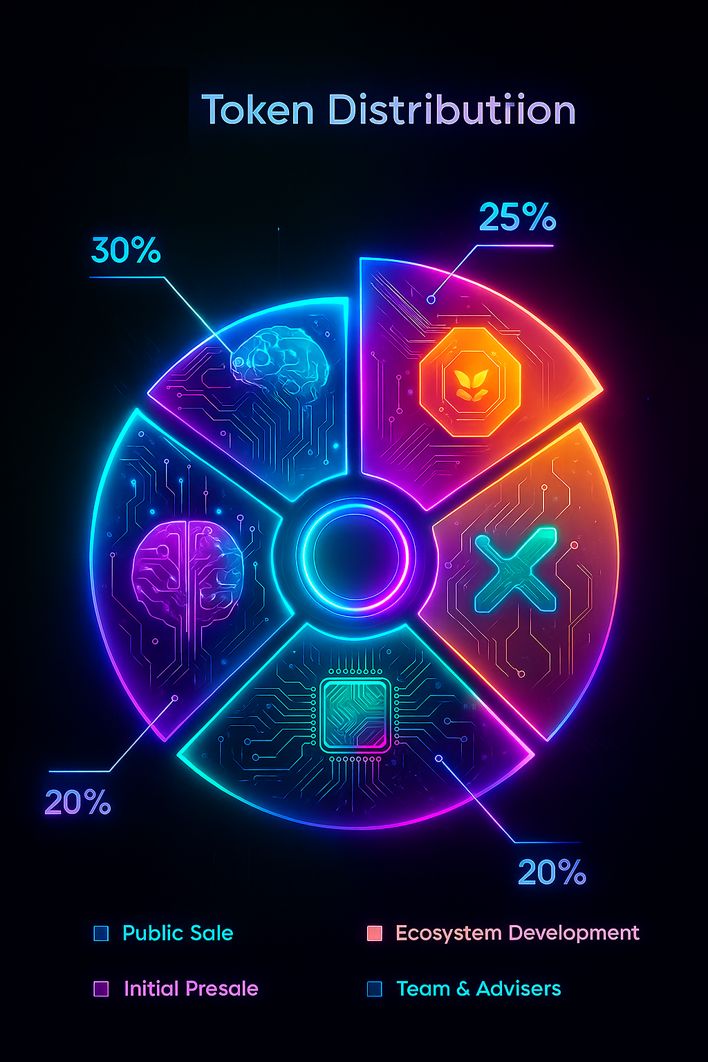 Pie chart of GROK64G token distribution